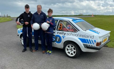 Kids & Parents Rally Experience - Father and sons in front of Mark II Ford Escort