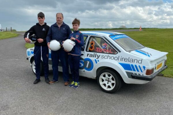 Kids & Parents Rally Experience - Father and sons in front of Mark II Ford Escort
