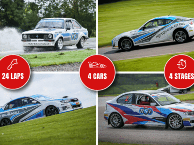 Rally School Experience: 24 Laps, 4 Cars, 4 Stages. Exciting cars on track at Rally School Ireland for ultimate racing thrill.