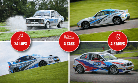 Rally School Experience: 24 Laps, 4 Cars, 4 Stages. Exciting cars on track at Rally School Ireland for ultimate racing thrill.