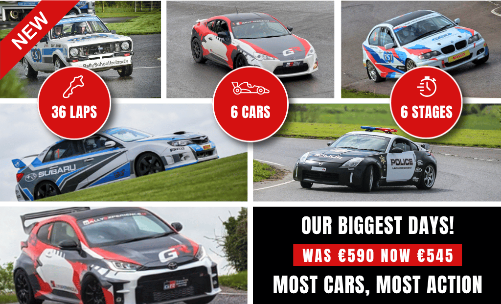 Race experience image showcasing 36 laps, 6 cars, 6 stages at discounted price. Fast cars and thrilling action.